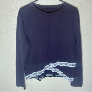 VICTORIA SECRET SPORT purple criss cross band lightweight pullover sweater large